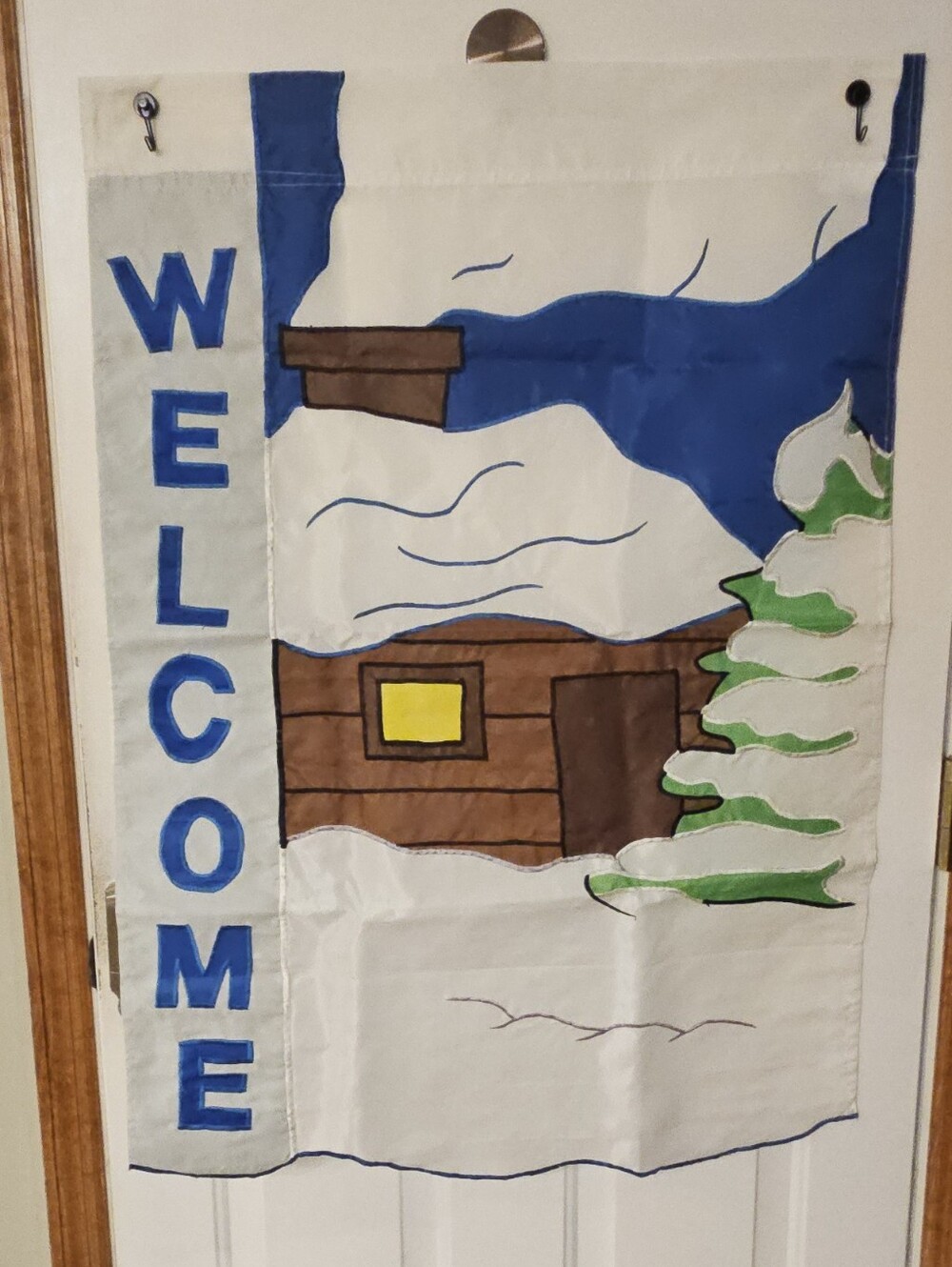 Holiday Welcome Snow Cabin Larhe Size Pole Flag